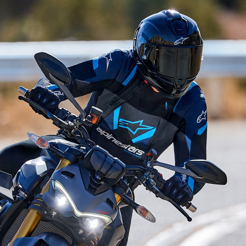 Alpinestars T-Stunt Air motoristična jakna črno-modra-svetlo modra