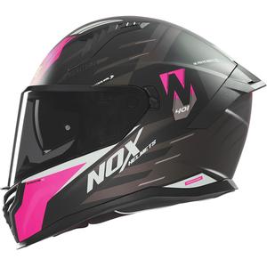 Celoobrazna motoristična čelada NOX N401 Crower mat črno-roza
