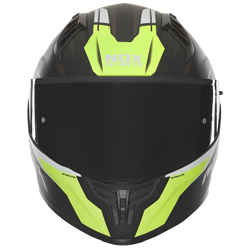 Celoobrazna motoristična čelada NOX N401 Crower mat črno-fluo rumena