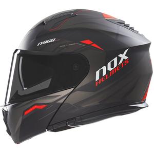 Motoristična čelada na preklop NOX N968 Ultra mat črno-rdeča