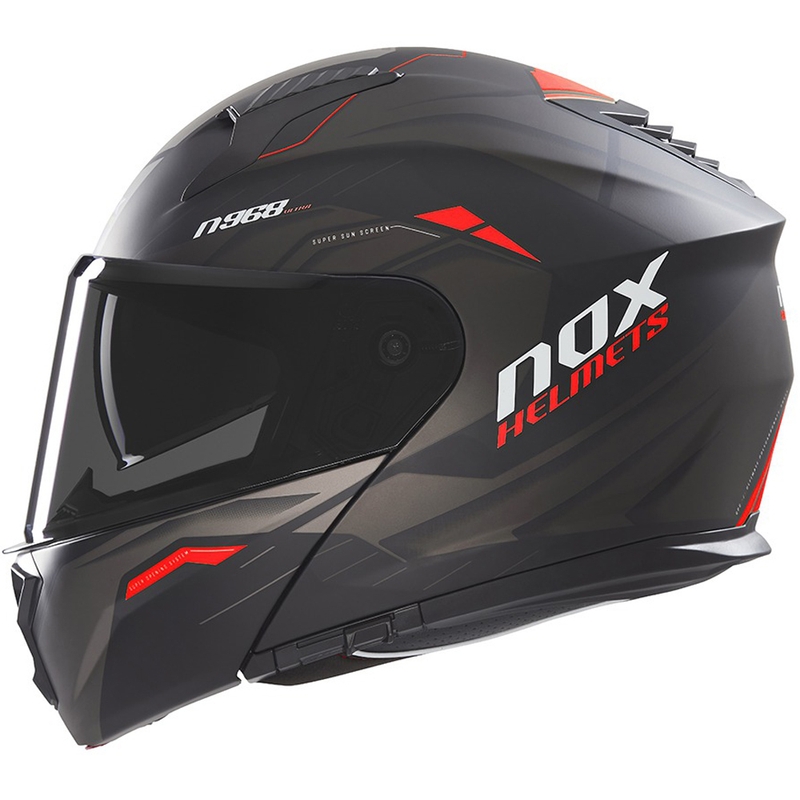 Motoristična čelada na preklop NOX N968 Ultra mat črno-rdeča