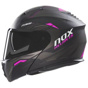 Motoristična čelada na preklop NOX N968 Ultra mat črno-roza