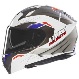 Motoristična čelada na preklop NOX N968 Ultra belo-siva