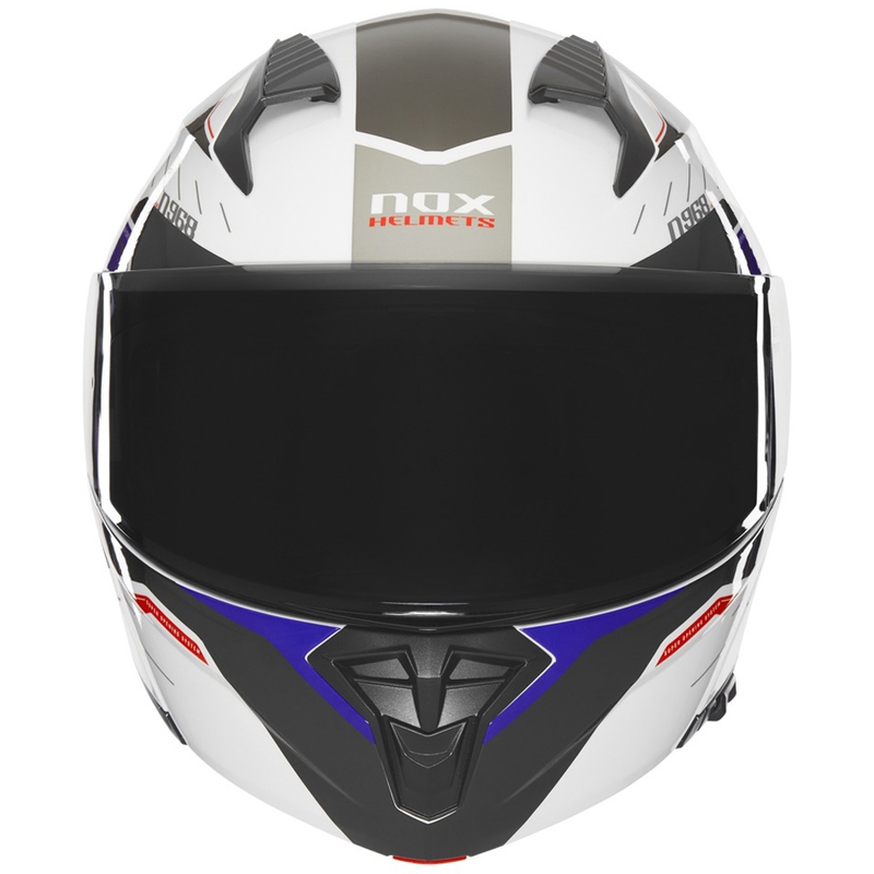 Motoristična čelada na preklop NOX N968 Ultra belo-siva