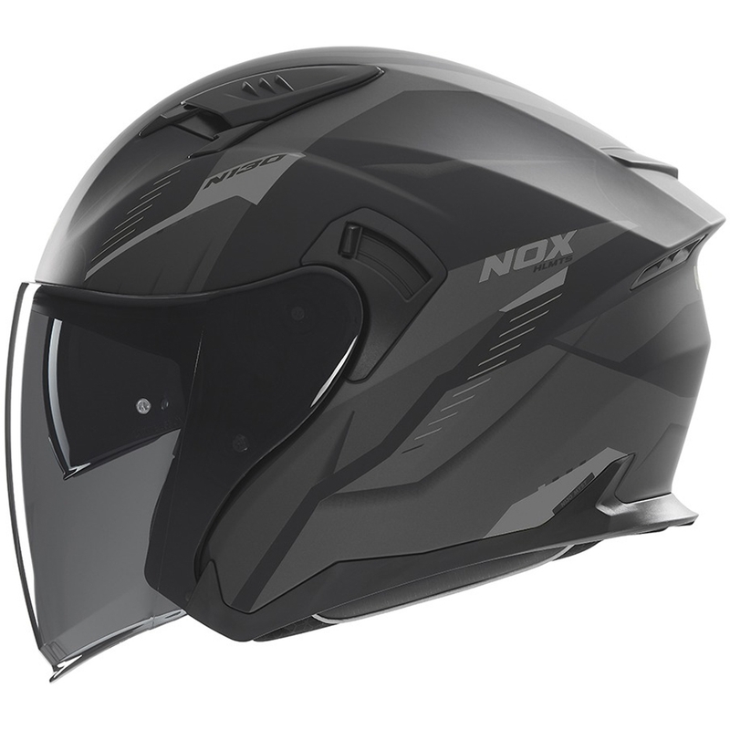 Odprta motoristična čelada NOX N130 Myst mat črno-srebrna