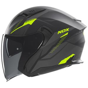 Odprta motoristična čelada NOX N130 Myst mat črno-fluo rumena