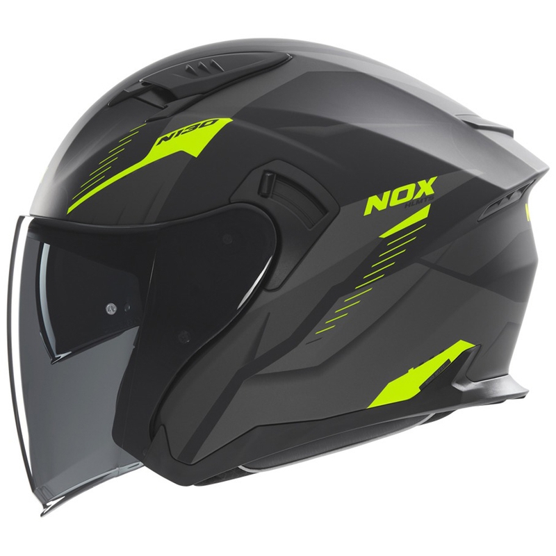 Odprta motoristična čelada NOX N130 Myst mat črno-fluo rumena