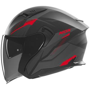 Odprta motoristična čelada NOX N130 Myst mat črno-rdeča