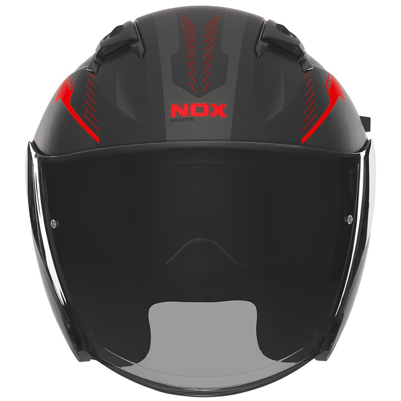 Odprta motoristična čelada NOX N130 Myst mat črno-rdeča