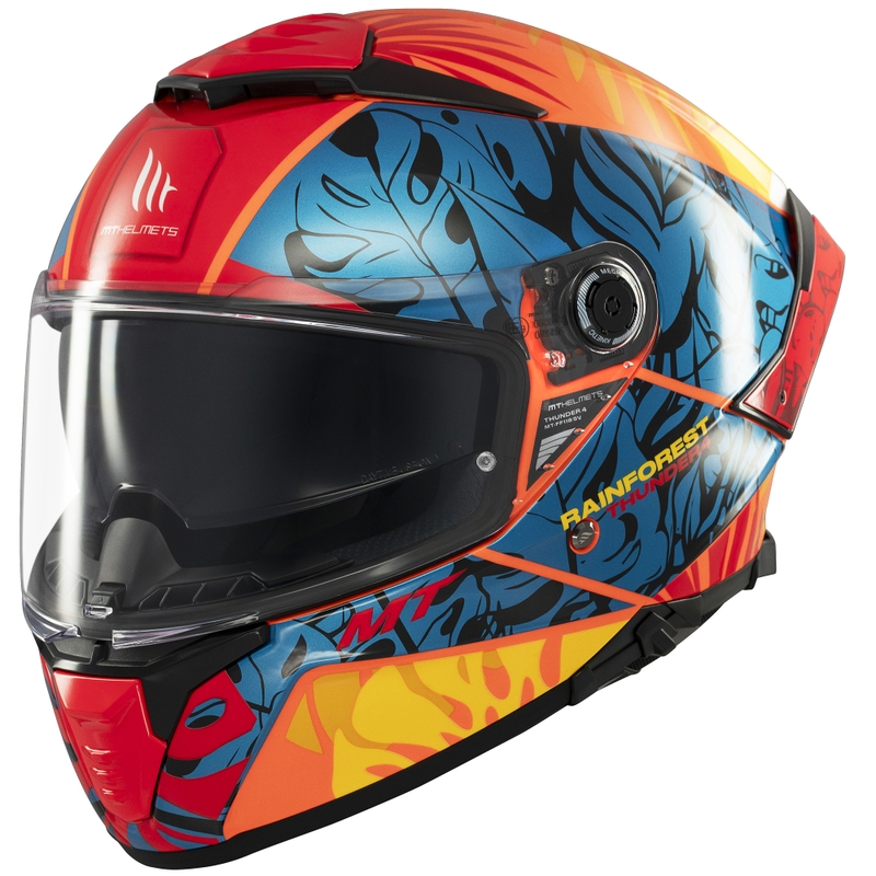 Celoobrazna motoristična čelada MT Thunder 4 SV Rainforest modro-oranžna