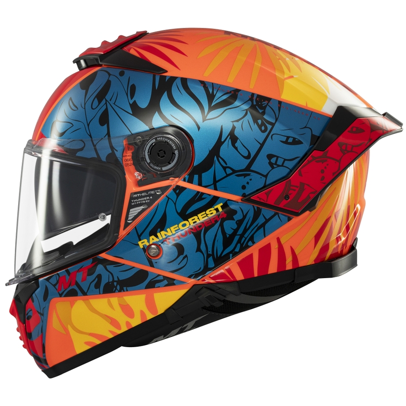 Celoobrazna motoristična čelada MT Thunder 4 SV Rainforest modro-oranžna