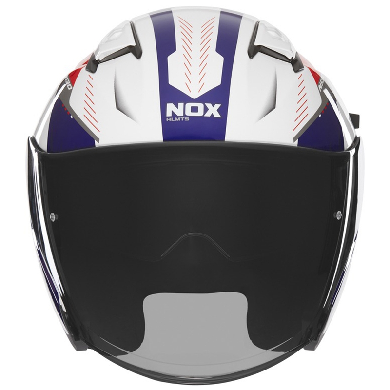 Odprta motoristična čelada NOX N130 Myst belo-modro-rdeča