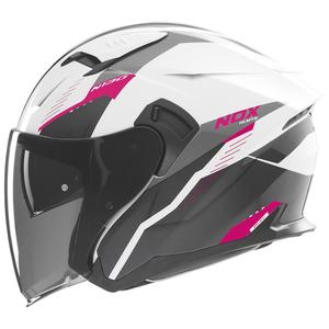 Odprta motoristična čelada NOX N130 Myst bela-črna-roza