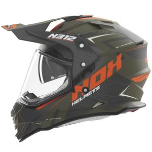 Enduro motoristična čelada NOX N312 Vapor mat kaki-oranžna