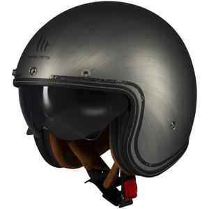 Motoristična čelada z odprtim obrazom MT Le Mans 2 SV Scratched Chrome mat siva