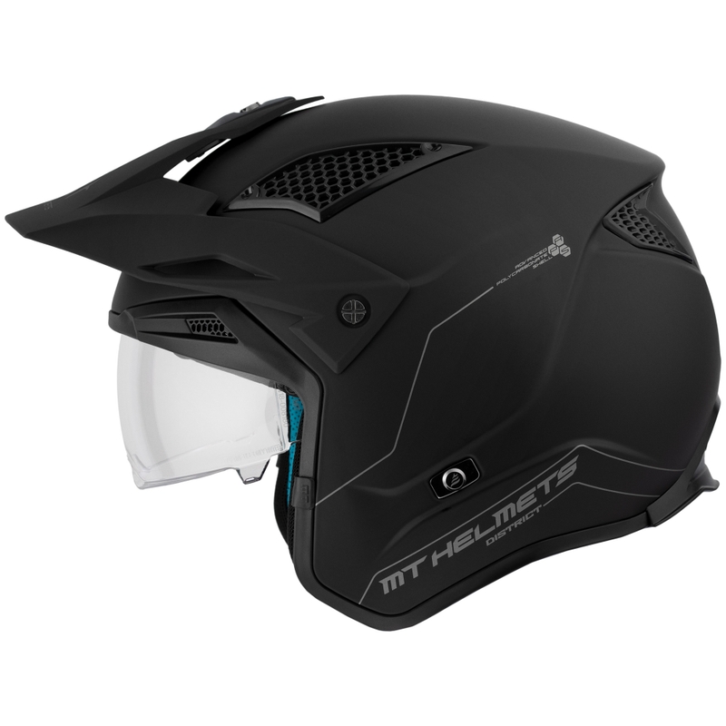 MT District SV Solid Open Face Trial motoristična čelada, mat črna