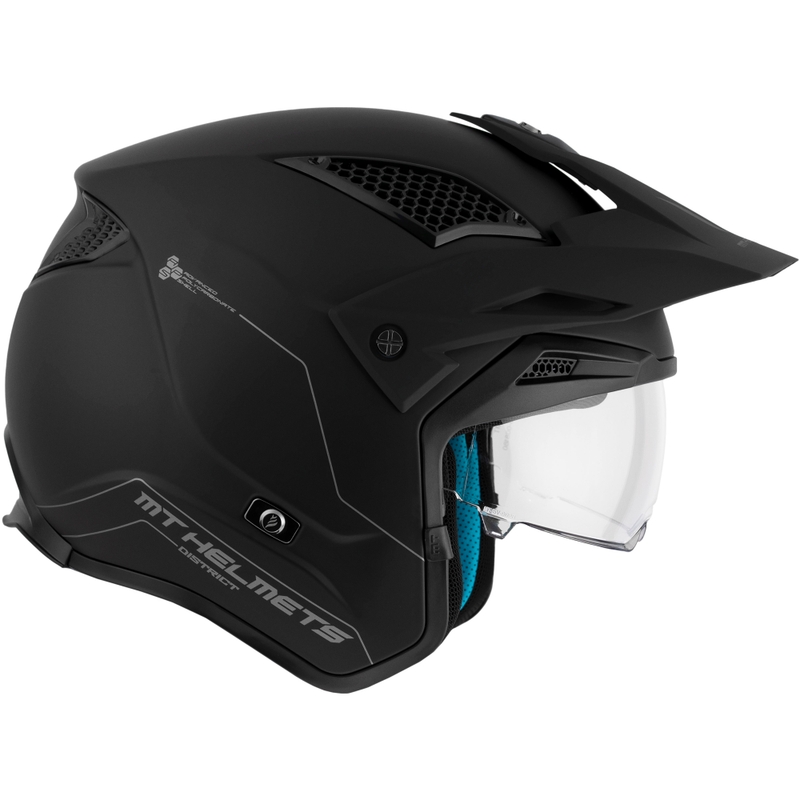 MT District SV Solid Open Face Trial motoristična čelada, mat črna