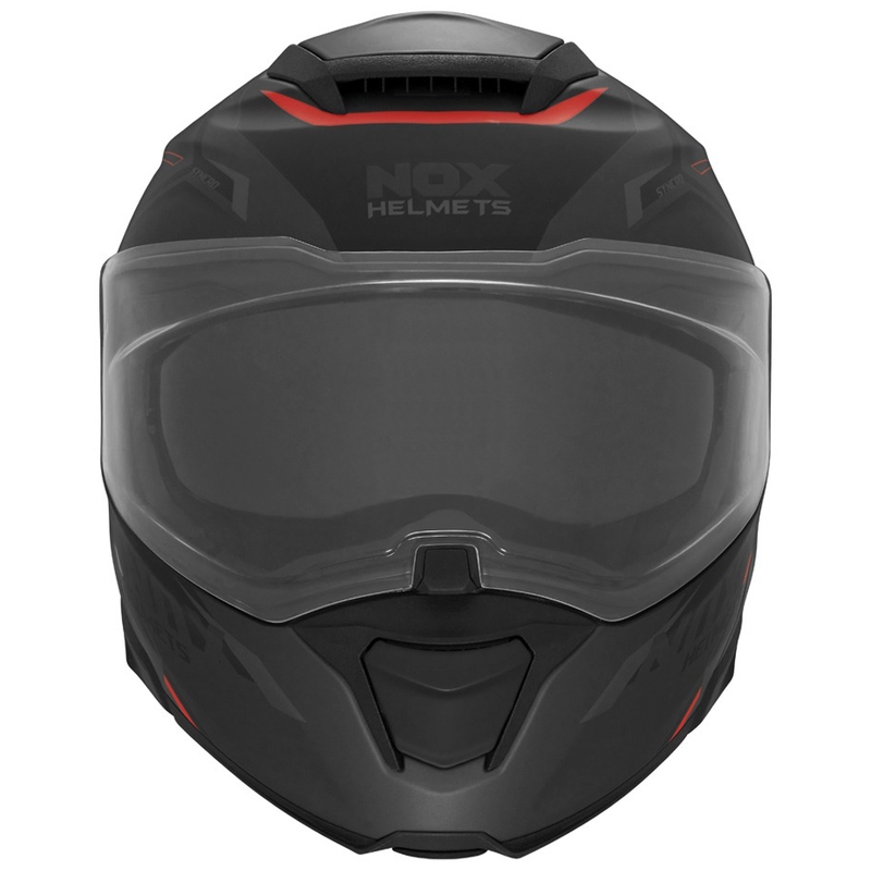 Motoristična čelada NOX N967 Synchro, mat črno-rdeča