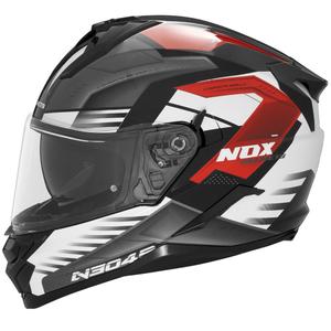Celotna motoristična čelada NOX N304S CARVER črno-belo-rdeča