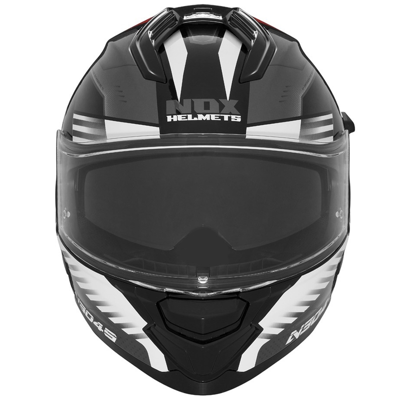 Celotna motoristična čelada NOX N304S CARVER črno-belo-rdeča