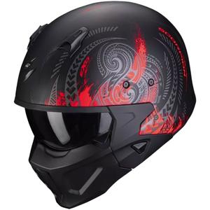 Odprta čelada z masko SCORPION COVERT-X TATTOO mat črno-rdeča