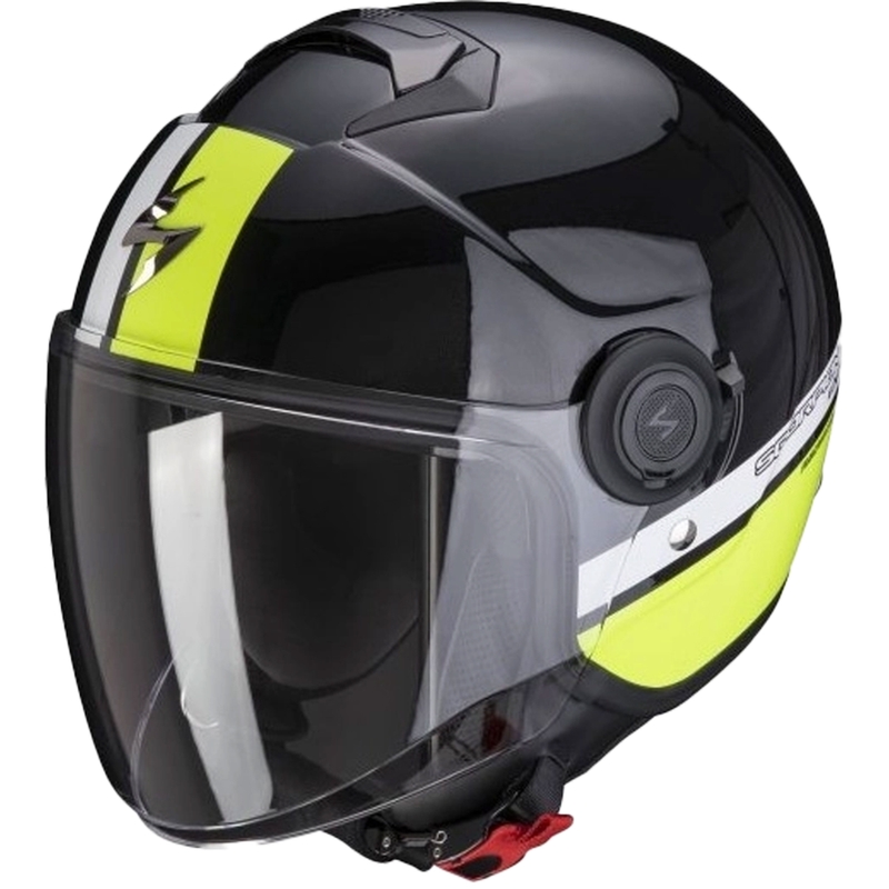 Motoristična čelada SCORPION EXO-CITY STRADA pearl black-white-fluo yellow