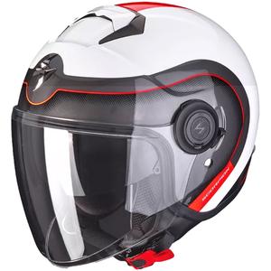 Odprta motoristična čelada Scorpion EXO-CITY ROLL belo-rdeča