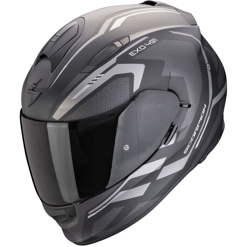 Scorpion EXO-491 KRYPTA motoristična čelada z integriranim obrazom, mat črno-srebrna