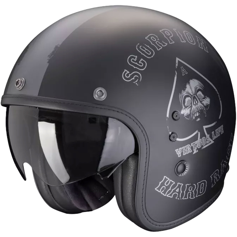 Odprta motoristična čelada Scorpion Belfast Evo Spade Matte Black-Silver