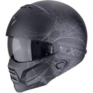 Modularna motoristična čelada Scorpion EXO-COMBAT II SPIDERWEB mat črno-srebrna