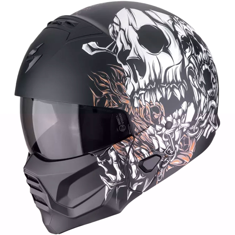 Scorpion EXO-COMBAT II GENESIS modularna motoristična čelada mat črno-bela-zlata
