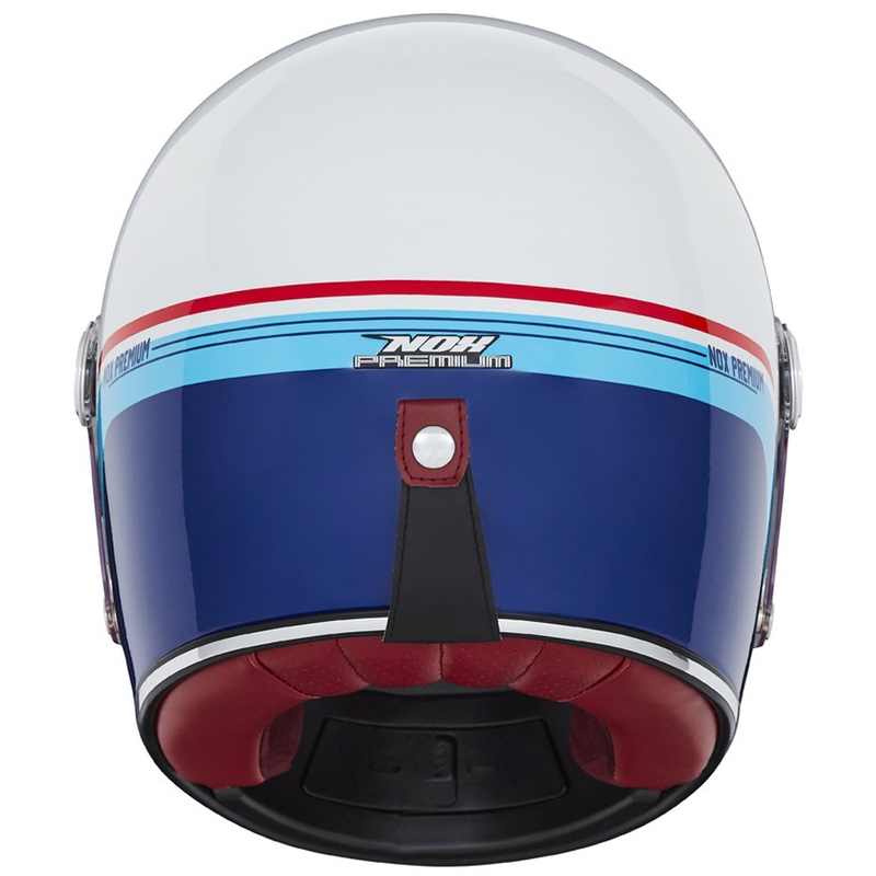 Celoobrazna motoristična čelada NOX PREMIUM REVENGE belo-modro-rdeča