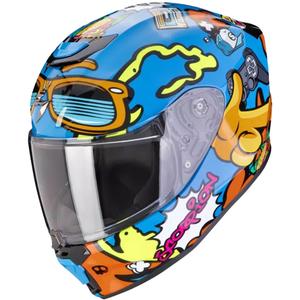 Otroška motoristična čelada Scorpion EXO-JNR AIR FUN modro-oranžna