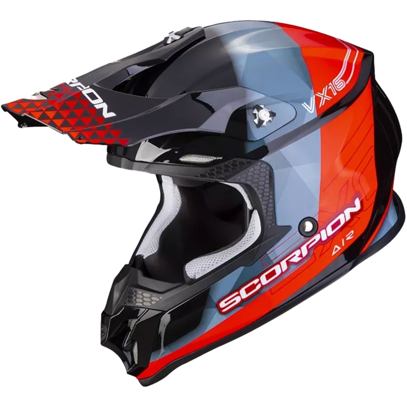 Motokros čelada Scorpion VX-16 EVO AIR GEM črno-modro-rdeča