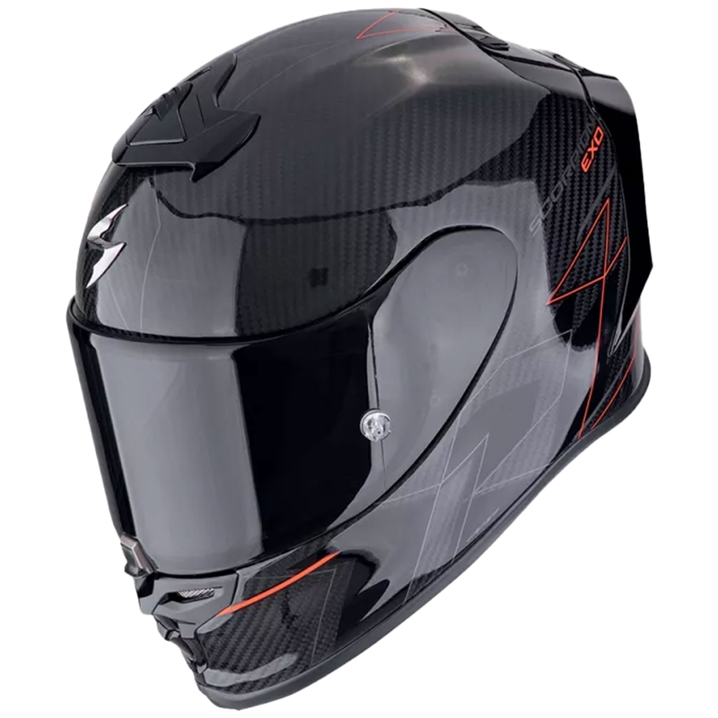 Integralna motoristična čelada Scorpion EXO-R1 EVO CARBON AIR CYNERGY črno-rdeča
