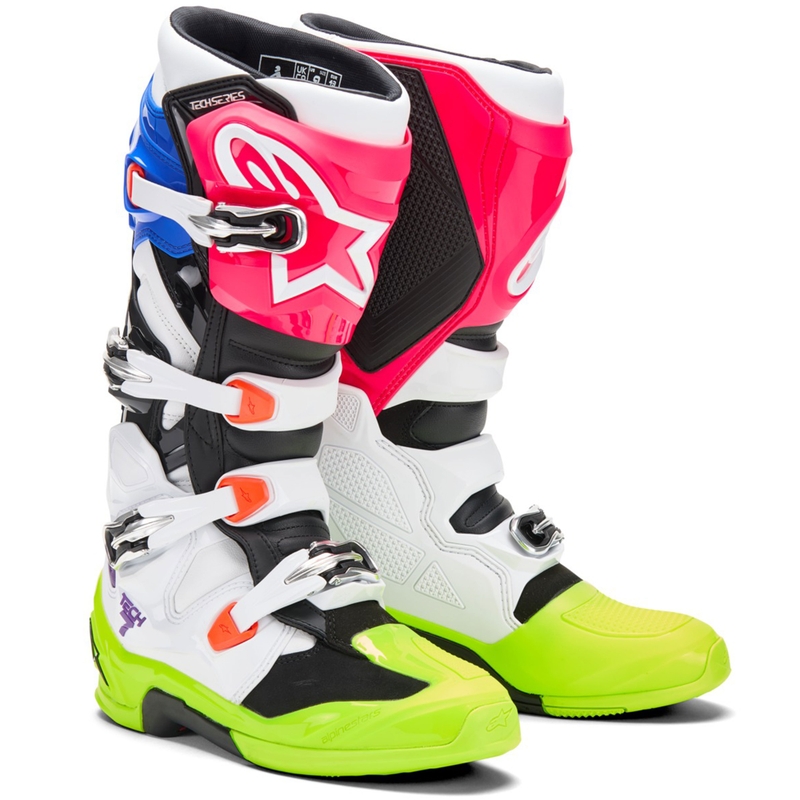 Večbarvni motokros škornji Alpinestars TECH 7 v omejeni izdaji Hay