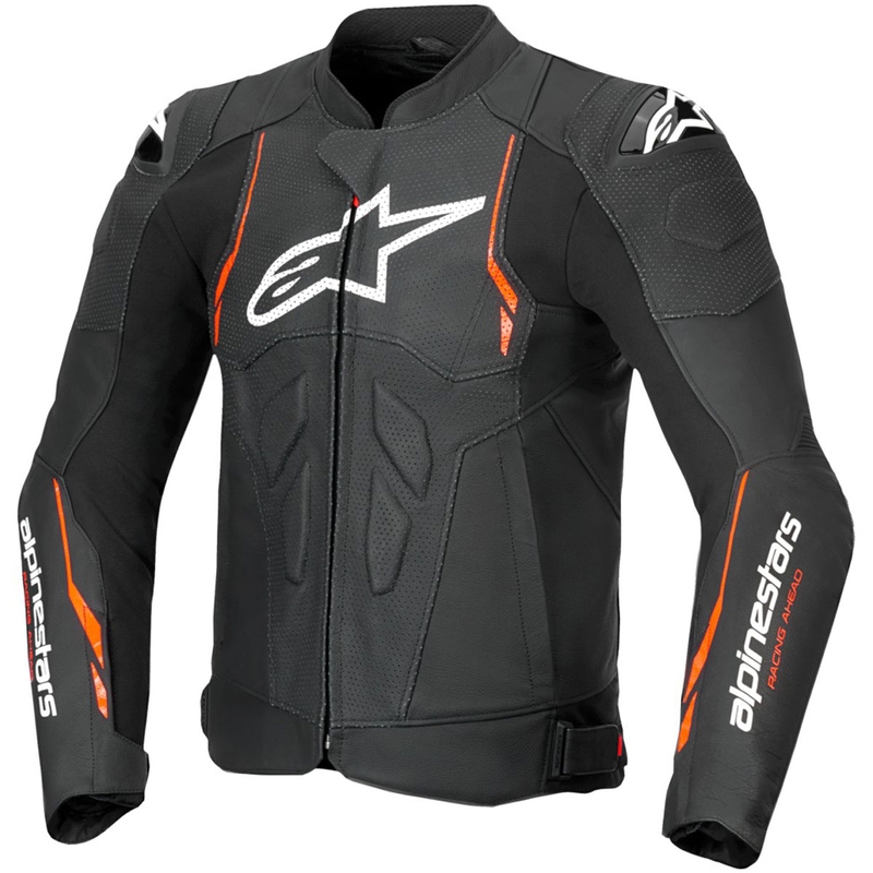 Alpinestars Dusk Airflow usnjena motoristična jakna črno-fluo rdeča