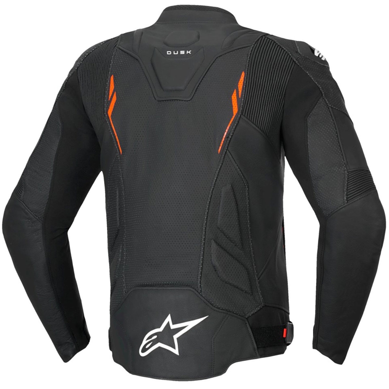 Alpinestars Dusk Airflow usnjena motoristična jakna črno-fluo rdeča