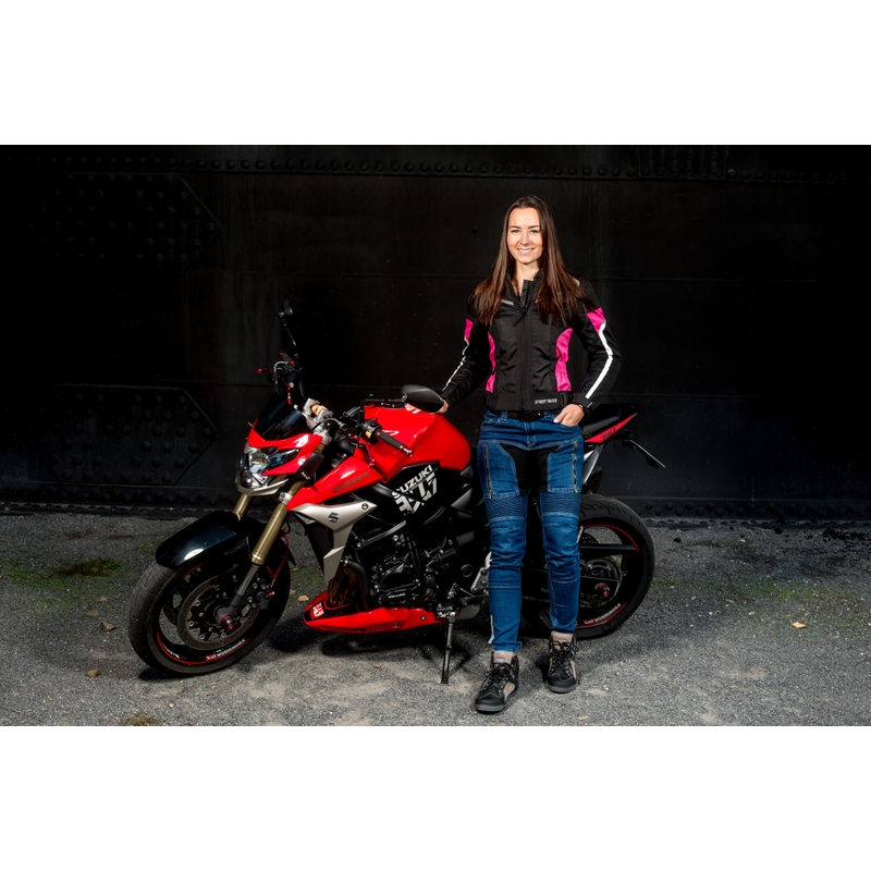 Ženske motoristične jakne Street Racer Betty Black, White and Pink razprodaja