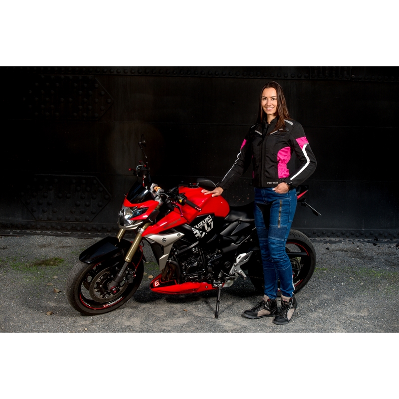 Ženske motoristične jakne Street Racer Betty Black, White and Pink razprodaja