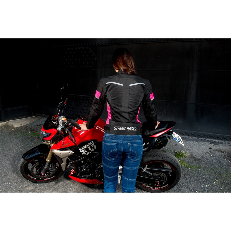 Ženske motoristične jakne Street Racer Betty Black, White and Pink razprodaja