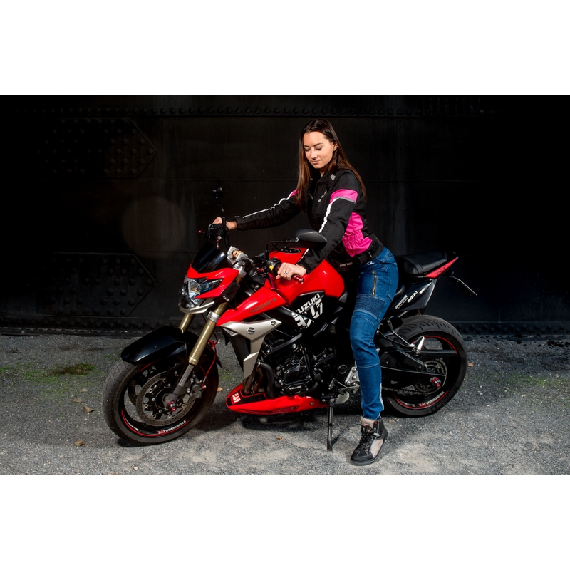 Ženske motoristične jakne Street Racer Betty Black, White and Pink razprodaja