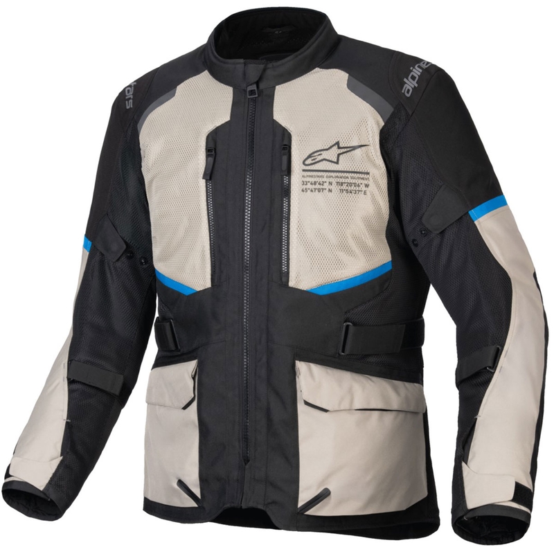 Motoristična jakna Alpinestars Andes Air Drystar črno-siva zeleno-modra
