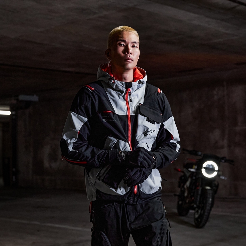 Motoristična jakna Alpinestars MOGRESS AIR črno-mandljevo-oranžna