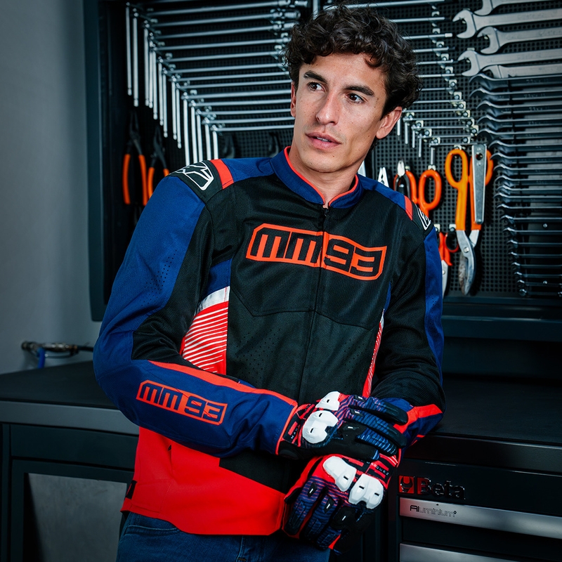 Alpinestars T-SPS Air V2 MM93 motoristična jakna, kolekcija fluo, rdeča-modra-črna-bela