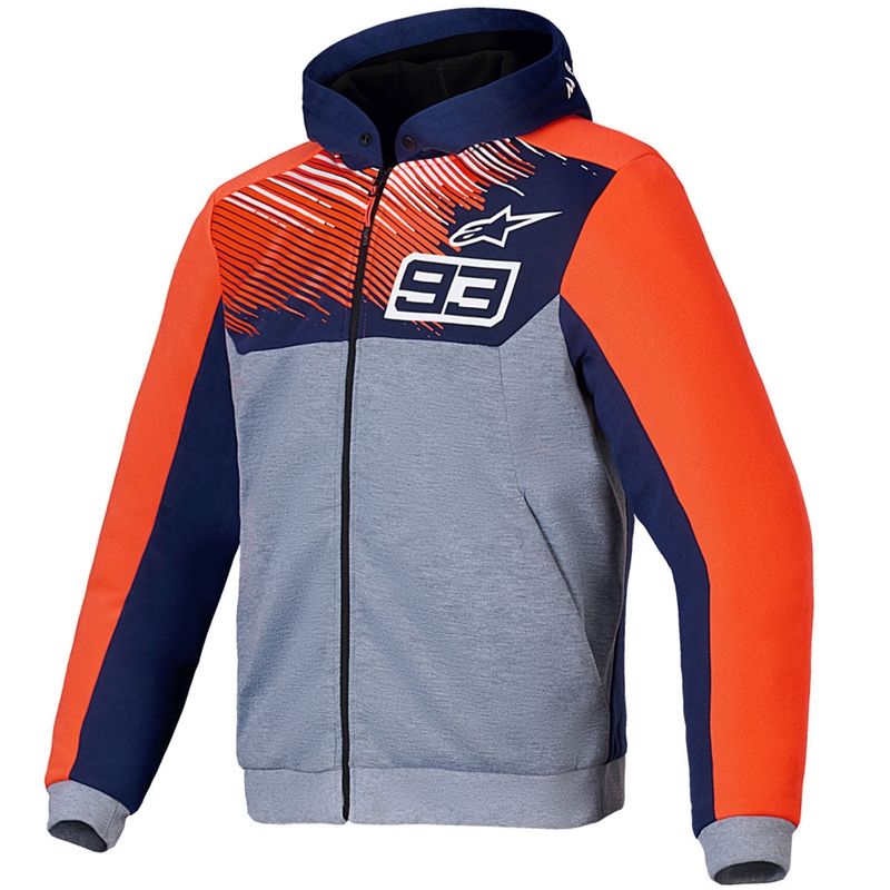 Kolekcija Alpinestars Chrome V2 Sport Hoodie MM93 svetlo sivo-modra-fluo rdeča