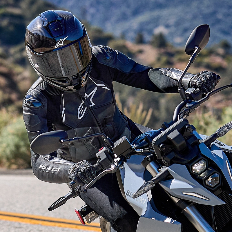 Usnjena ženska motoristična jakna Alpinestars Stella Dusk črno-bela