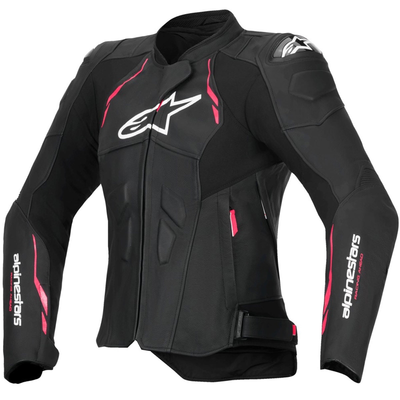 Usnjena ženska motoristična jakna Alpinestars Stella Dusk črno-roza-bela