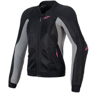 Ženska motoristična jakna Alpinestars STELLA TROOP-AIR črno-sivo-fluo roza