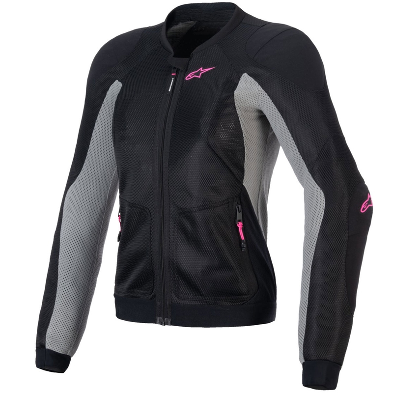 Ženska motoristična jakna Alpinestars STELLA TROOP-AIR črno-sivo-fluo roza